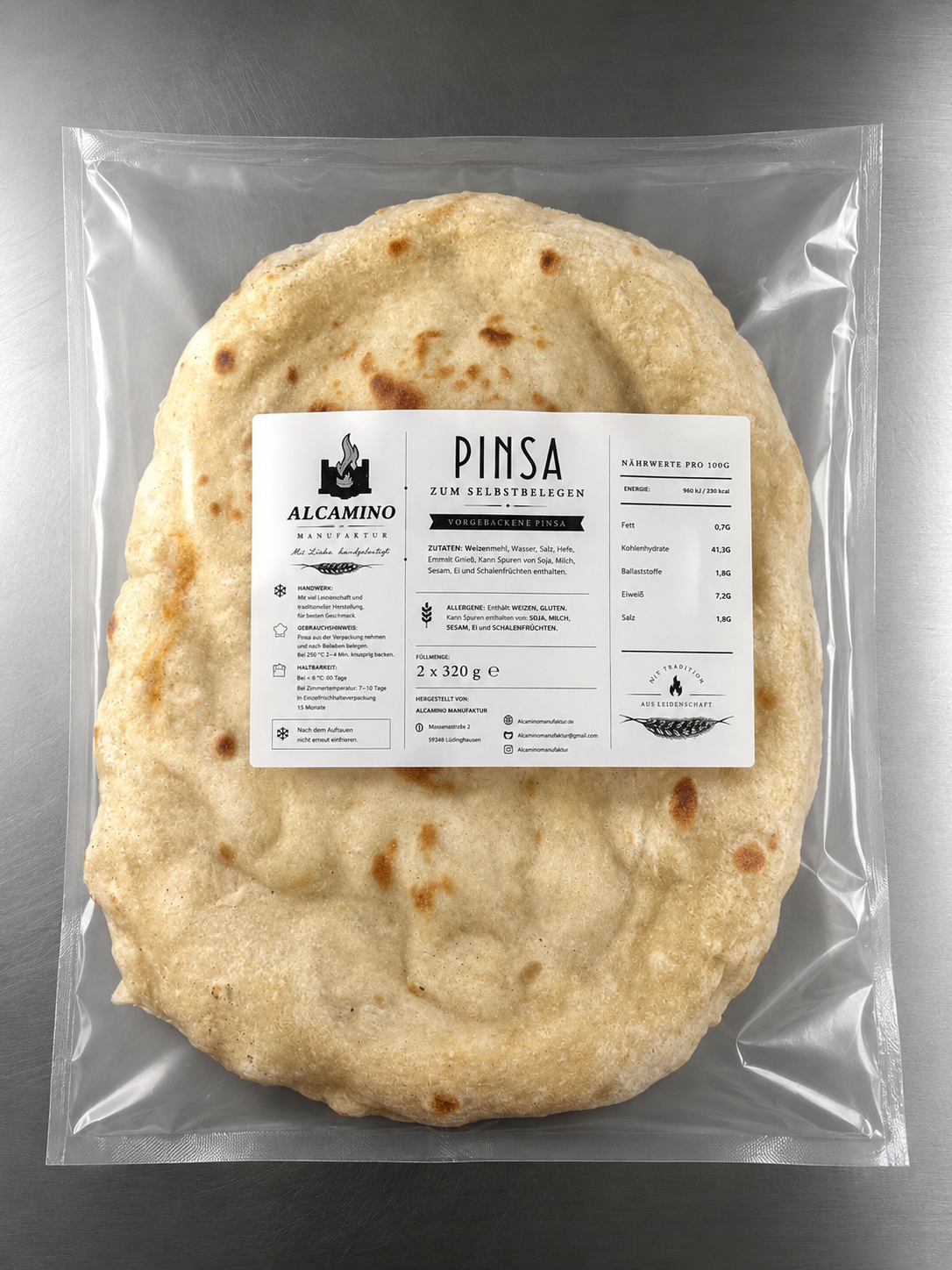 Frischer Pinsa-Boden 1er Set – handgemacht, Al Camino Manufaktur Lüdinghausen